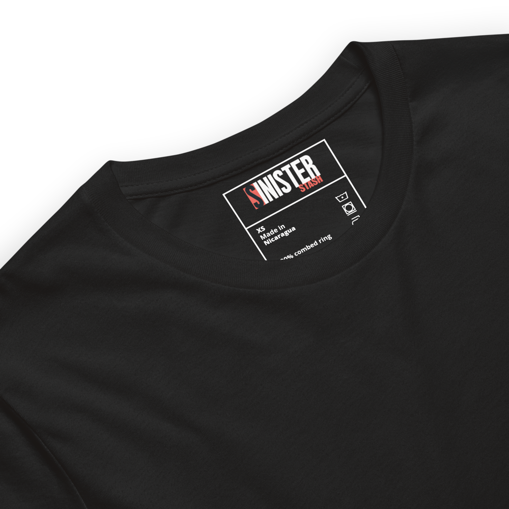 Close-up detail of Do No Harm. Take No Shit. tee showing print quality and fabric texture